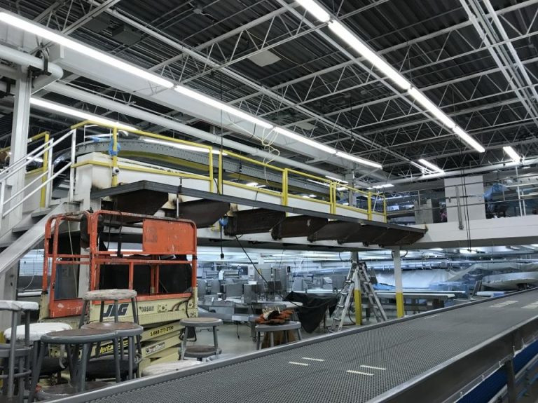 Steel platform and access structure at a food production facility